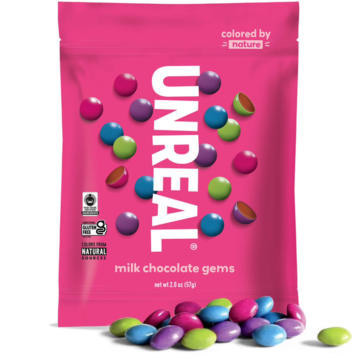 UNREAL Milk Chocolate Gems, Case of 9, 2 oz Each