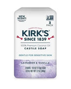 Kirk's Lavender and Vanilla Coco Castile Bar Soap, 3-Pack, 4 oz Bars