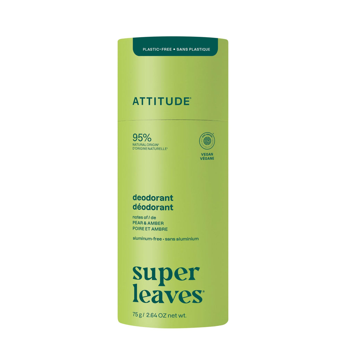 Attitude Pear Amber Deodorant, 2.64 Ounce