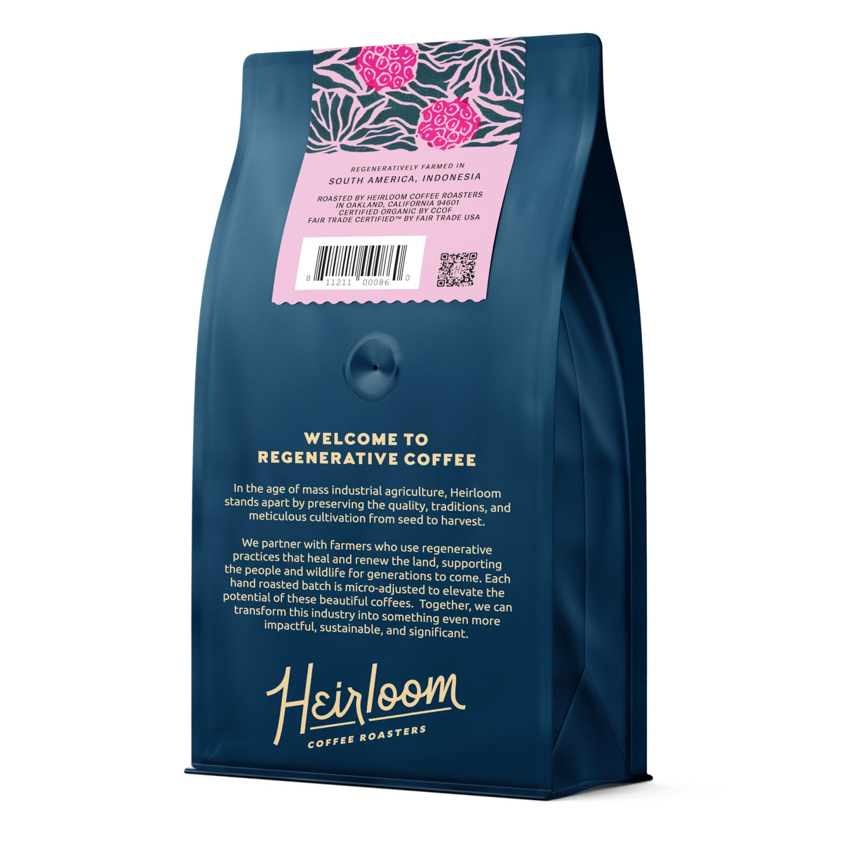 Heirloom Coffee Roasters Organic Bedrock Blend Coffee, Case of 6, 12 oz Each