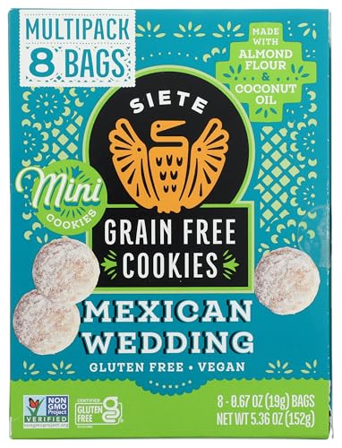 Siete Mini Mexican Wedding Cookies Multipack, Case of 4, 8 Count, 0.67 oz Each