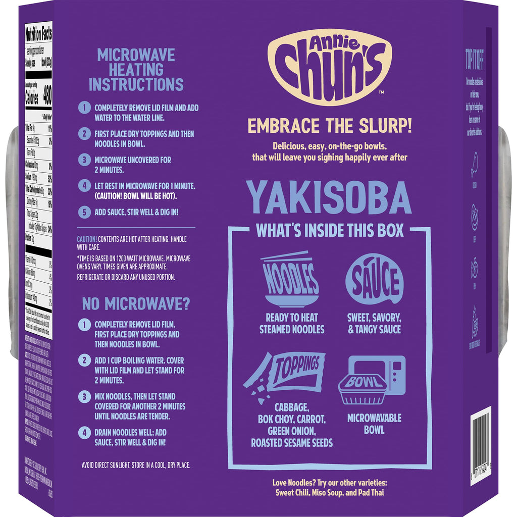 Annie Chun's Yakisoba Noodle Bowl, Case of 6, 8.23 oz
