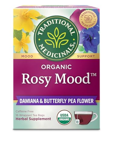 Traditional Medicinals Organic Rosy Mood Herbal Tea Bags, Case of 6, 16 Count