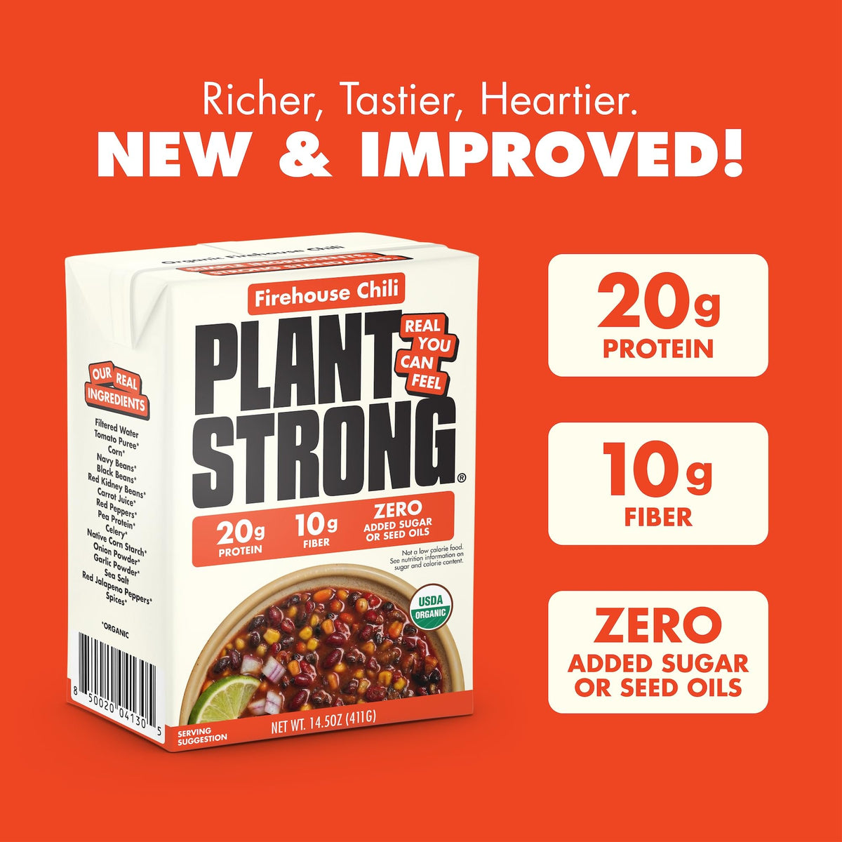 PLANTSTRONG Organic Engine 2 Firehouse Chili, Case of 6, 14.5 oz Each