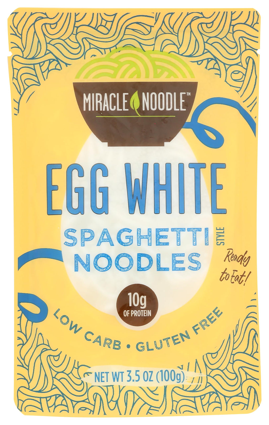 Miracle Noodle Egg White Spaghetti Style Noodles, Case of 6, 3.5 Ounce Packs