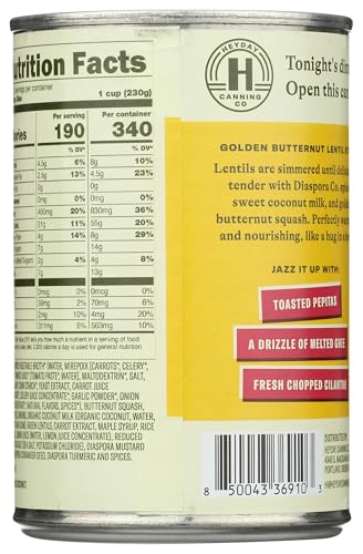 Heyday Canning Co. Golden Butternut Lentil Stew, Case of 12, 15 Ounce Cans