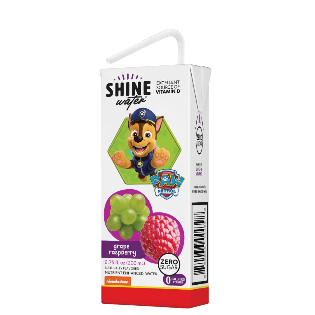 ShineWater Grape Raspberry Kids Drink Boxes, Case of 4, 8 Pack, 6.75 fl oz Each