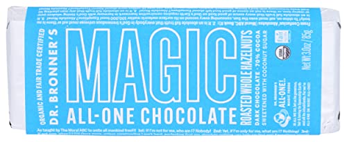 Magic Chocolate Organic Dark Chocolate Whole Hazelnut Bar, Case of 9, 3 Ounce