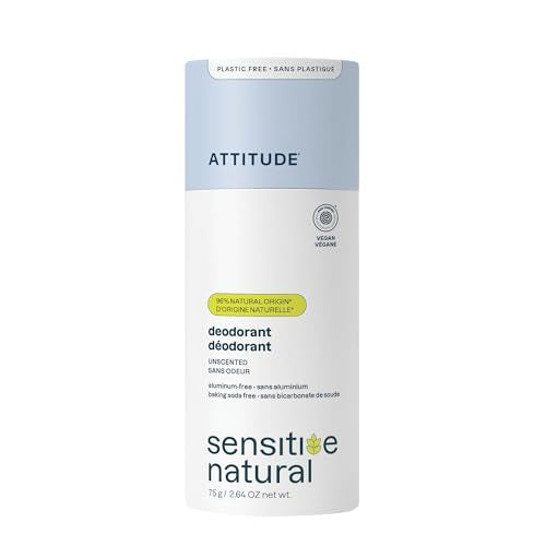 ATTITUDE Sensitive Natural Unscented Deodorant, 2.64 oz