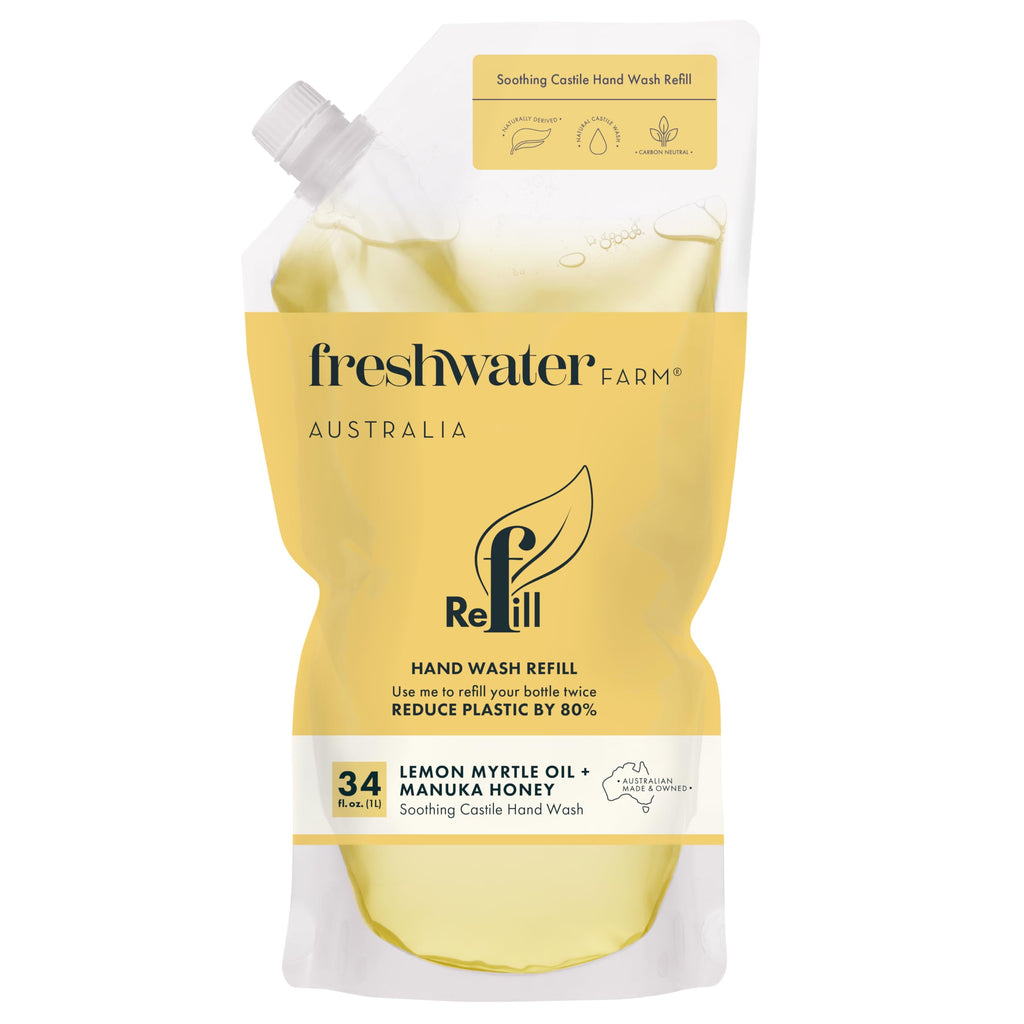 Freshwater Farm Australia Lemon Myrtle Honey Hand Soap Refill, Case of 4, 34 Fl Oz