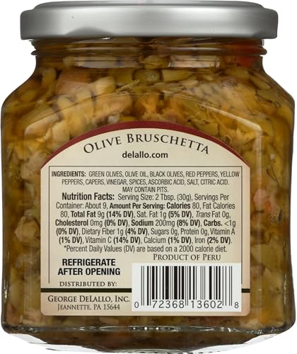 DeLallo Chopped Olive Bruschetta, Case of 6, 10 Ounce Jars