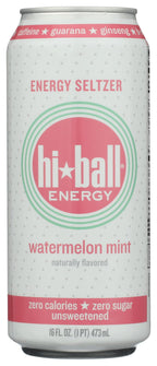 Hiball Watermelon Mint Sparkling Water Energy Drink, Case of 12, 16 Fl Oz