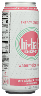 Hiball Watermelon Mint Sparkling Water Energy Drink, Case of 12, 16 Fl Oz