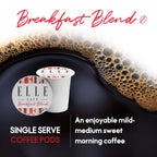 Elle Cafe Organic Breakfast Blend Coffee, Case of 6, 12 Count