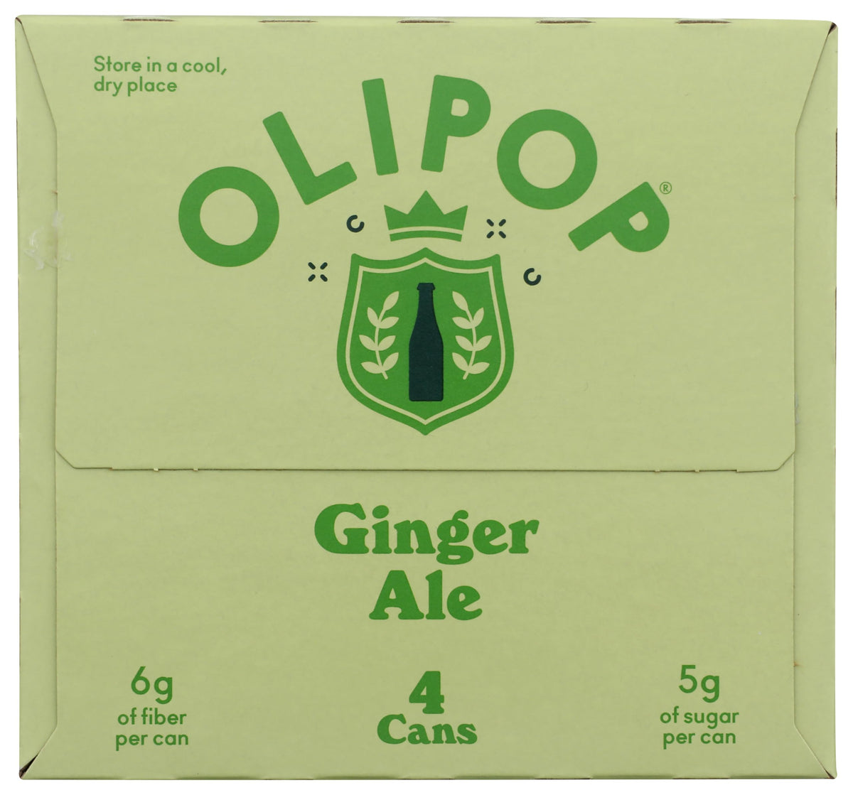 OLIPOP Ginger Ale Prebiotic Soda, Case Of 6 Multipacks, 4 Count, 12 Fl Oz Cans