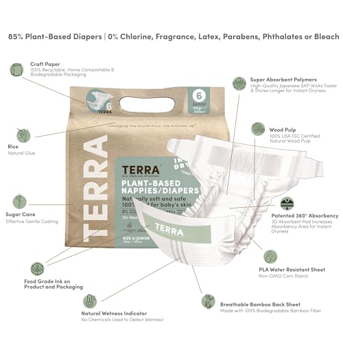 Terra Junior Diapers Size 6, Case of 8, 14 Count