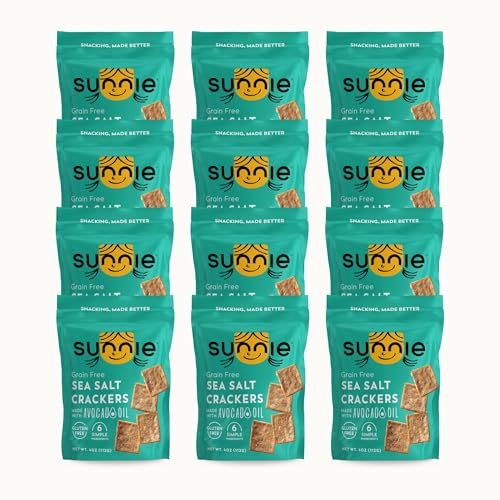 Sunnie Green Free Sea Salt Crackers, Case of 12, 4 Ounce