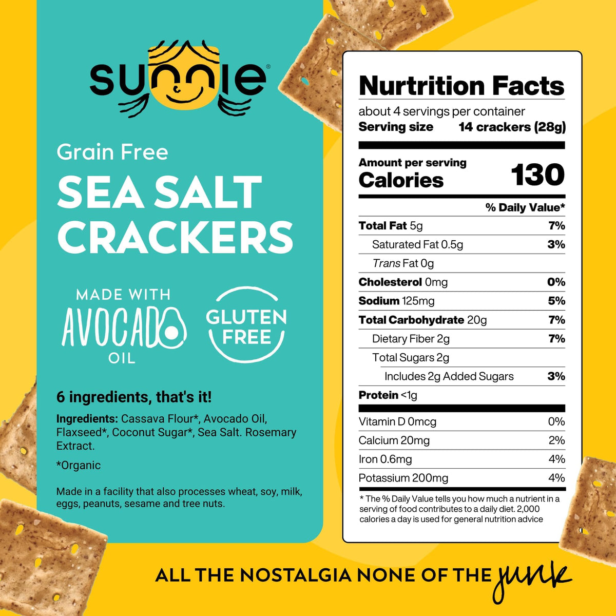 Sunnie Green Free Sea Salt Crackers, Case of 12, 4 Ounce