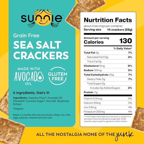 Sunnie Green Free Sea Salt Crackers, Case of 12, 4 Ounce