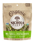 Nichols Farms Organic Roasted Salted No Shell Pistachios, Case of 12, 6 oz