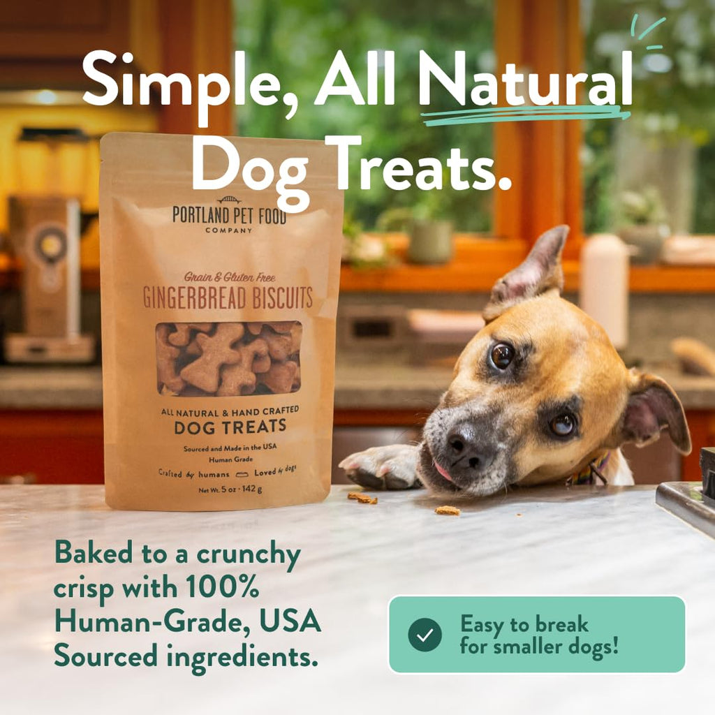 Portland Pet Food Company Gingerbread Biscuit Dog Treats, Case of 6, 5 oz