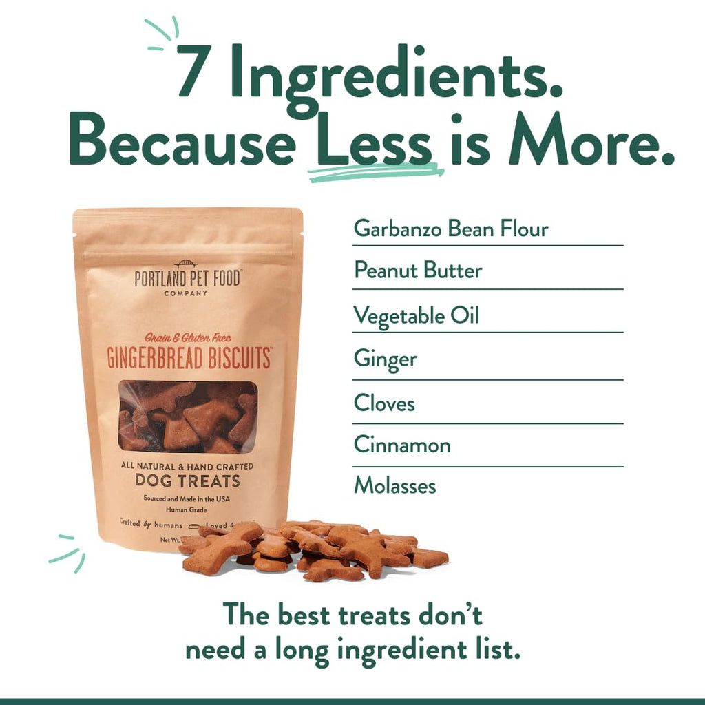 Portland Pet Food Company Gingerbread Biscuit Dog Treats, Case of 6, 5 oz