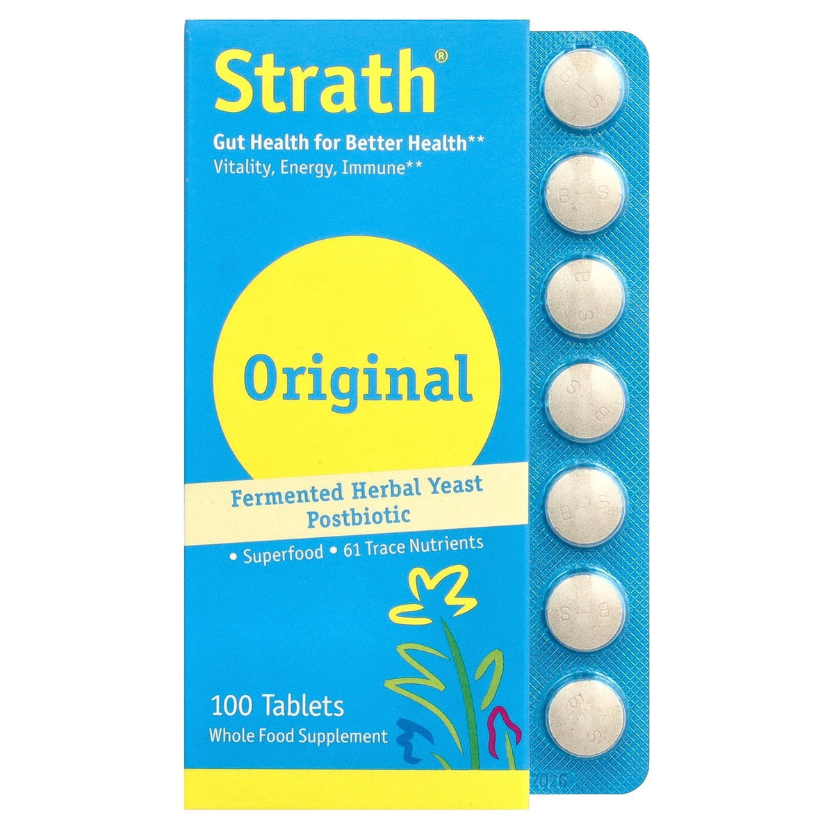 Bio-Strath Fermented Herbal Yeast Postbiotic, 100 Tablets