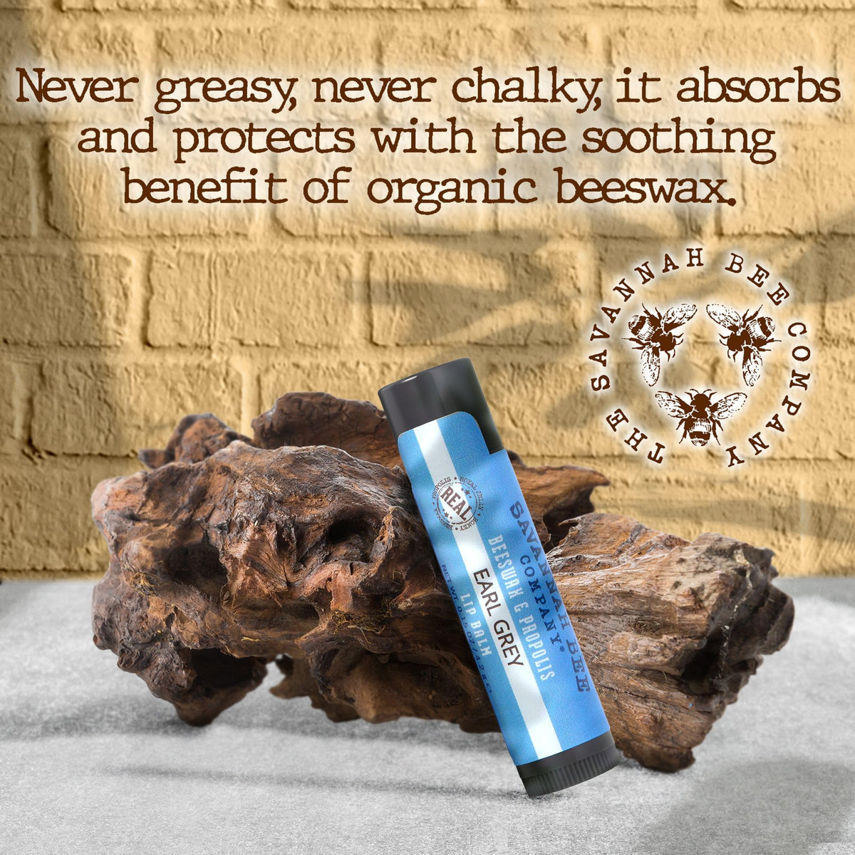 Savannah Bee Company Earl Grey Beeswax and Propolis Lip Balm, Case of 36, 0.15 Ounce