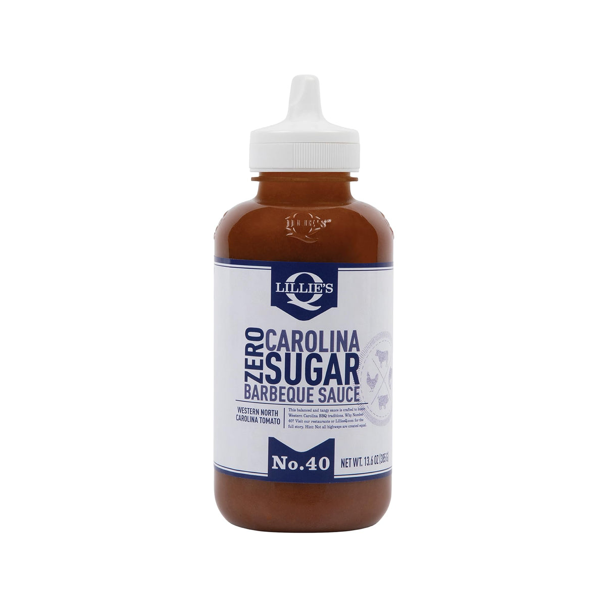 Lillie's Q Carolina Zero Sugar Barbecue Sauce, Case of 6, 13.6 Fluid Ounce Bottles