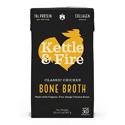 Kettle & Fire Organic Classic Chicken Bone Broth, Case of 8, 32 Ounce Cartons