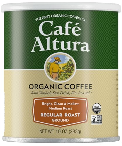 Cafe Altura Organic Ground Coffee, Regular Roast, Case Of 6, 10 Oz Cans