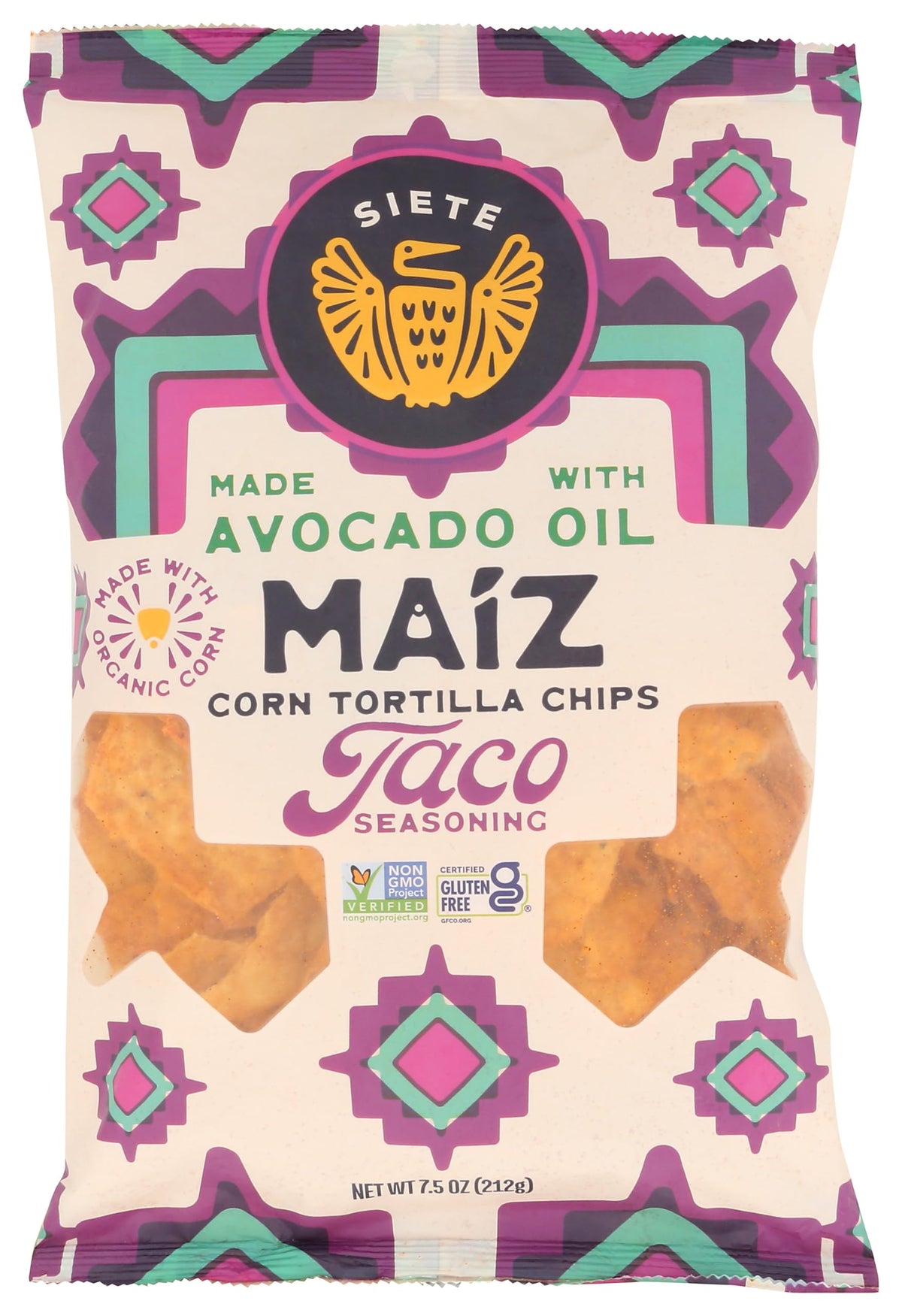 Siete Corn Taco Seasoning Tortilla Chips, Case Of 6, 7.5 Oz