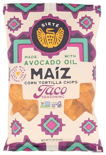 Siete Corn Taco Seasoning Tortilla Chips, Case Of 6, 7.5 Oz