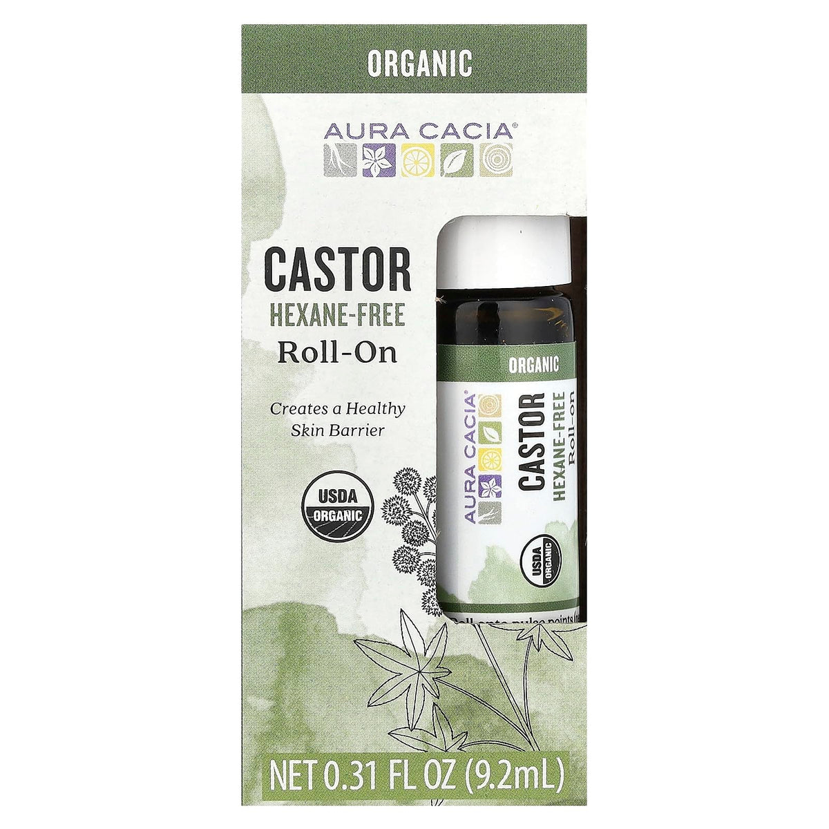Aura Cacia Organic Castor Essential Oil, 0.31 Fl Oz