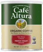Cafe Altura Organic French Roast Ground Coffee, Case of 6, 10 Oz Cans