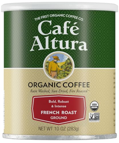 Cafe Altura Organic French Roast Ground Coffee, Case of 6, 10 Oz Cans