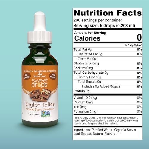SweetLeaf Sweet Drops English Toffee Liquid Stevia, Case of 6, 2 Fl Oz Bottles