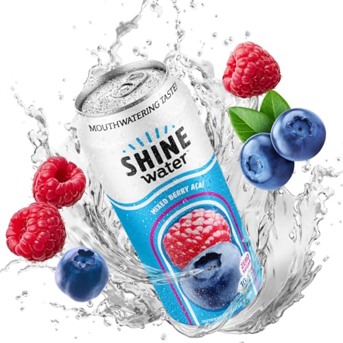 ShineWater Mixed Berry Acai Flavored Water, Case of 12, 16 fl oz Each