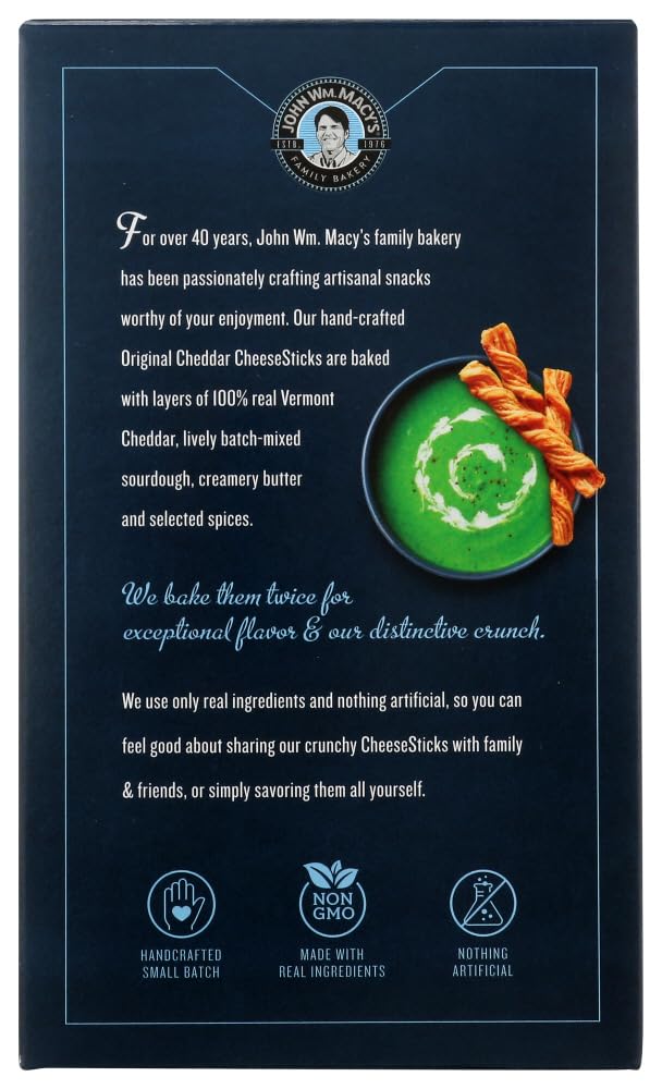 John Wm. Macy's Original Cheddar Cheese Sticks, Case of 6, 4 oz Each