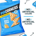 PopCorners White Cheddar Popped Corn Snack Chips, Case of 12, 5 oz Each