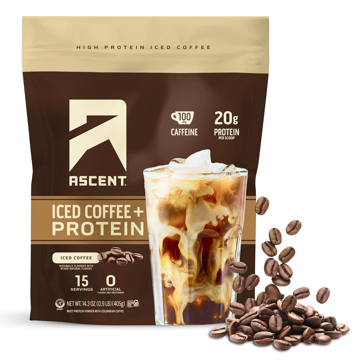 Ascent Native Fuel Iced Coffee High Protein Powder, 14.3 oz