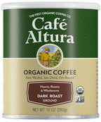 Cafe Altura Organic Dark Roast Ground Coffee, Case of 6, 10 Ounce Bags