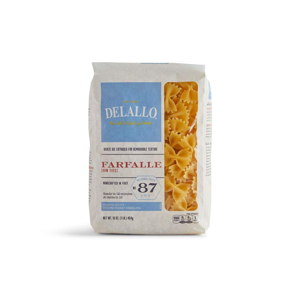 DeLallo Farfalle Bow-Tie Pasta, Case of 8, 16 Ounce Bags