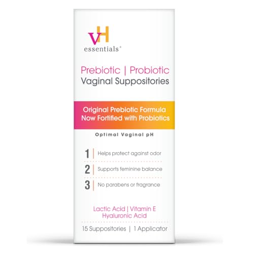 vH Essentials Prebiotic & Probiotic Vaginal Suppositories, Case of 4, 15 Count Boxes