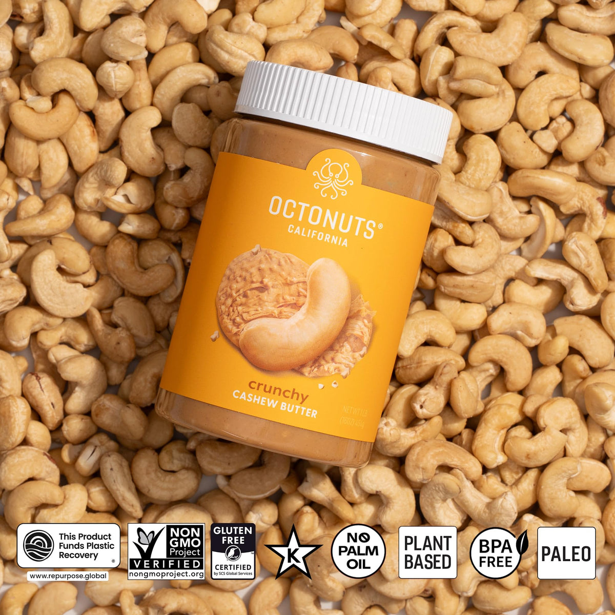 Octonuts Crunchy Cashew Butter, Case of 8, 16 Ounce