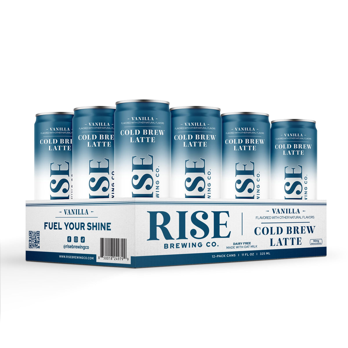 Rise Brewing Co. Vanilla Cold Brew Latte, Case of 12, 11 Fluid Ounce Cans