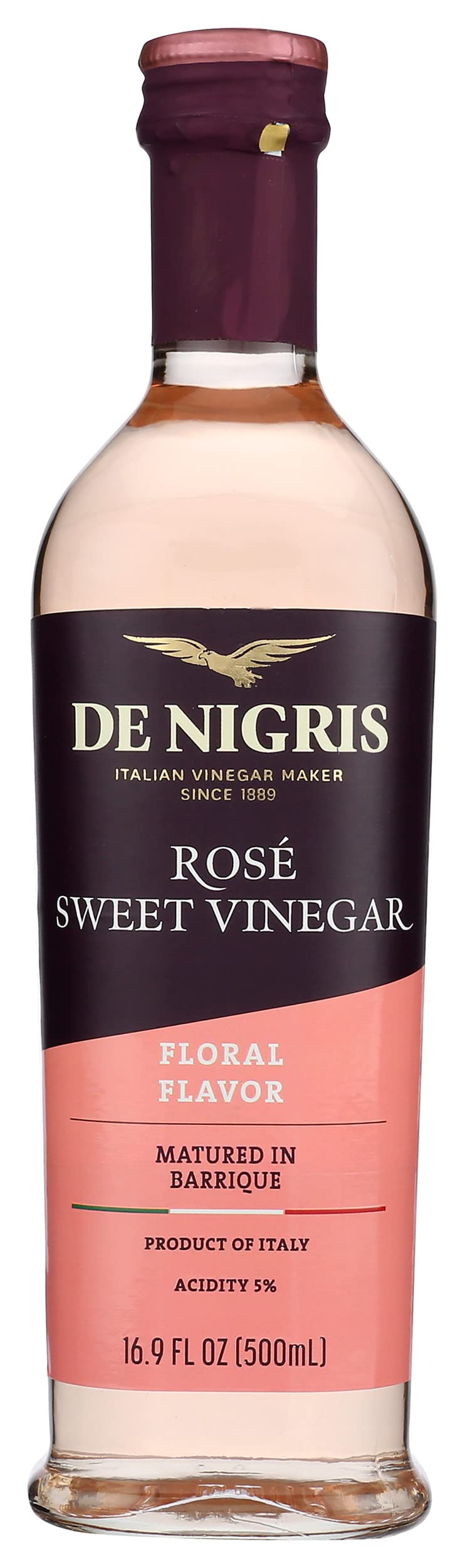 De Nigris Sweet Rose Wine Vinegar, Case of 6, 16.9 Fluid Ounce