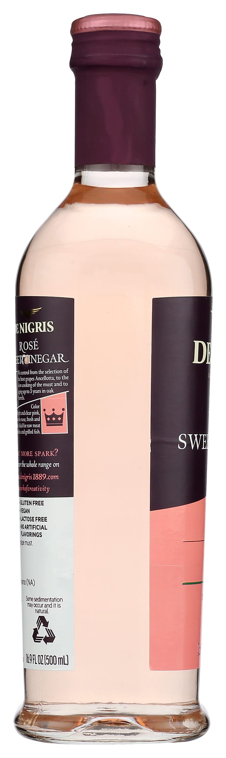 De Nigris Sweet Rose Wine Vinegar, Case of 6, 16.9 Fluid Ounce