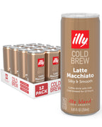 Illy Caffe Latte Macchiato Cold Brew Coffee, Case of 12, 8.45 fl oz Cans