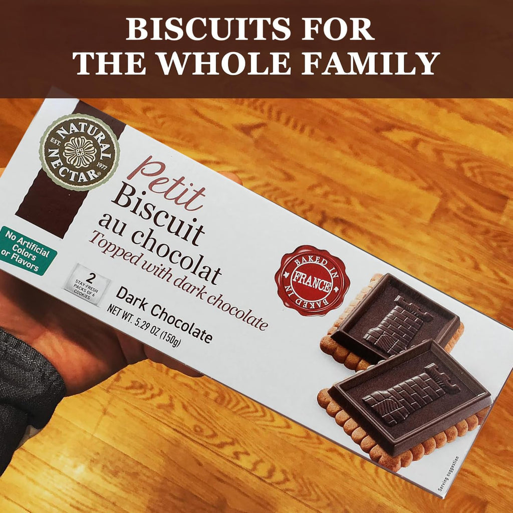 Natural Nectar Dark Chocolate Biscuits, Case of 12, 5.29 Ounce Packages